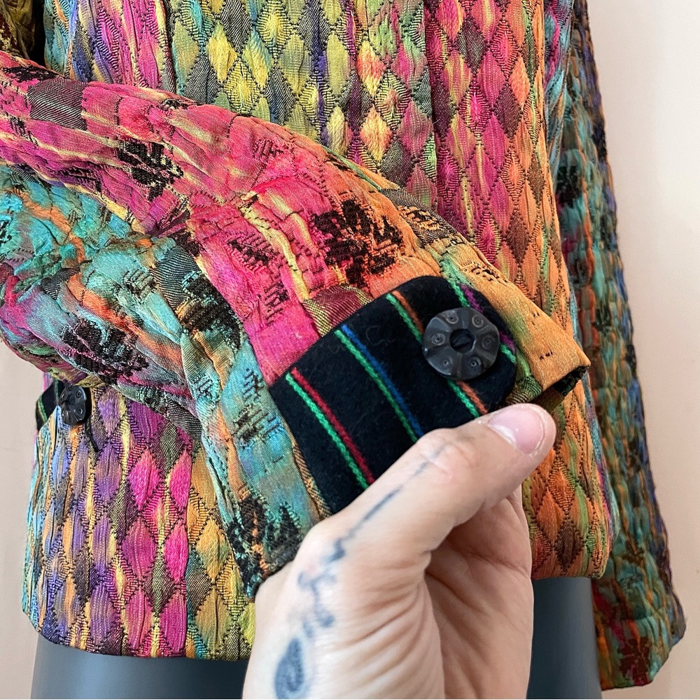 80s Multi-Colored Diamond Striped Pattern Blazer - image 6